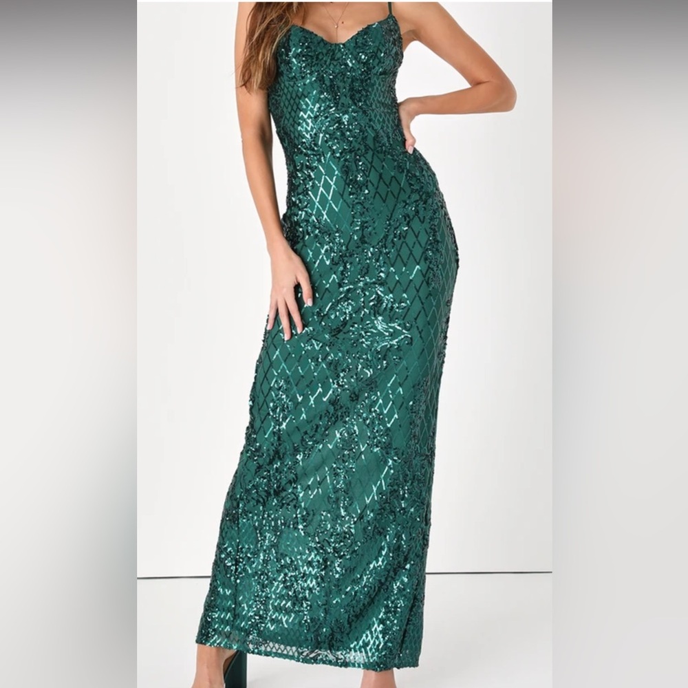 Lulus green sequin dress